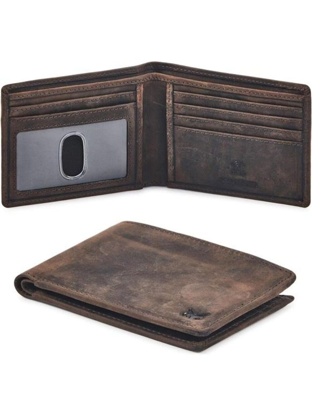 Mens Leather Wallet Bifold RFID Blocking Slim Minimalist Front Pocket Gift